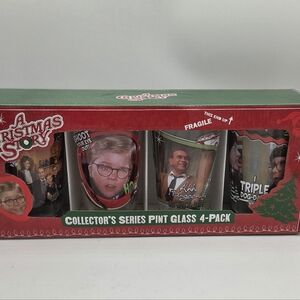 Set Of 4 Pint Glasses A Christmas Story Scenes Images In Box